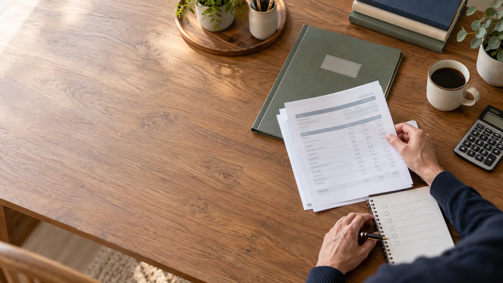 Estate representative reviewing bank records after a death
