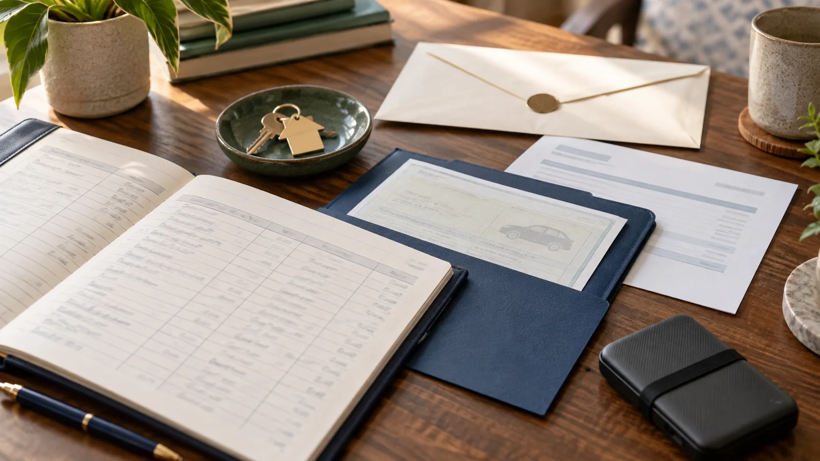 Estate asset evidence ledger with property and account records